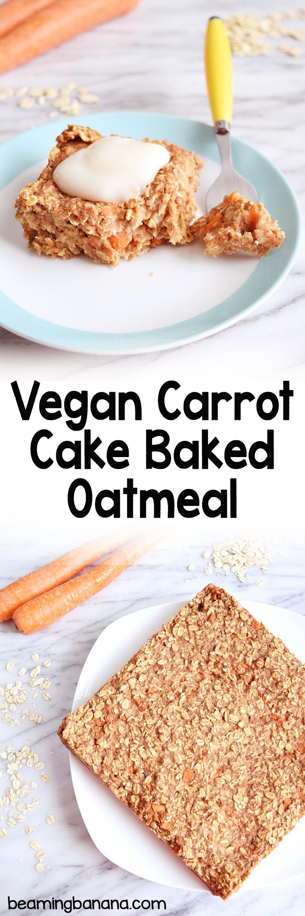 Vegan Carrot Cake Baked Oatmeal - Beaming Banana