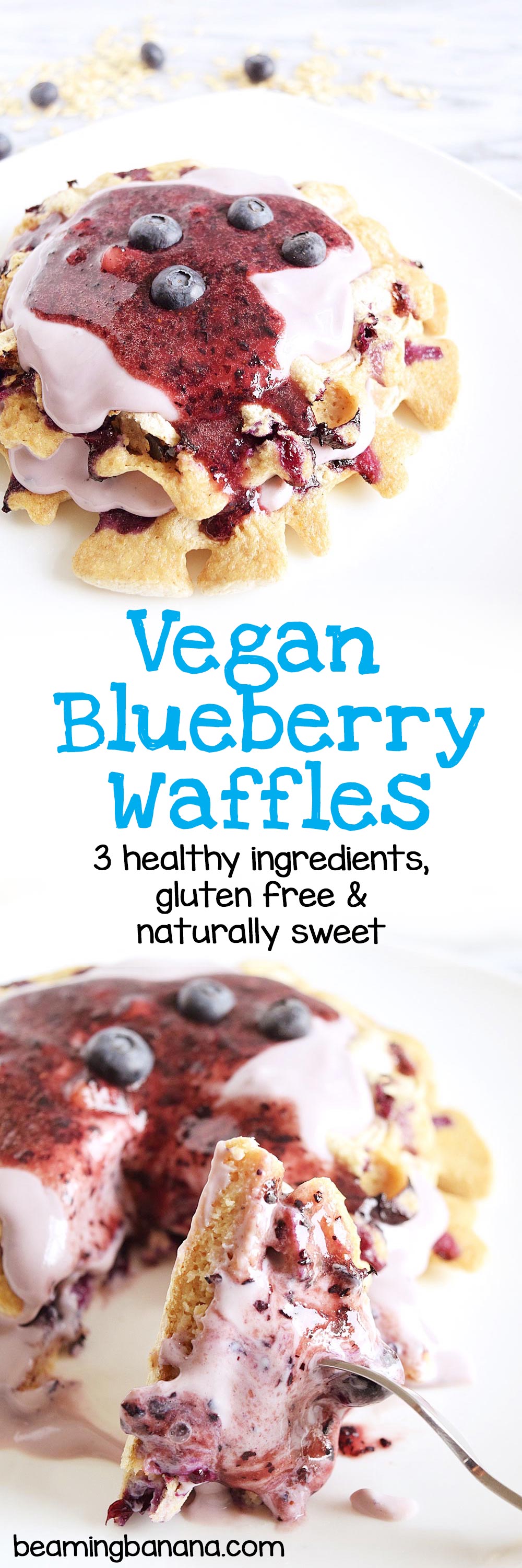 Vegan Blueberry Waffles - Beaming Banana